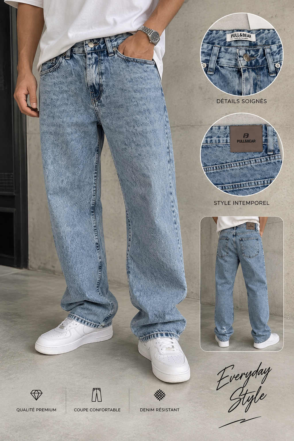 Jeans Fit Bleu – Style Streetwear Moderne