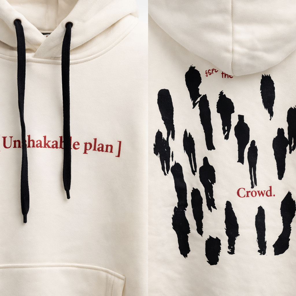 Hoodie Oversize “Unshakable Plan” – Beige Premium