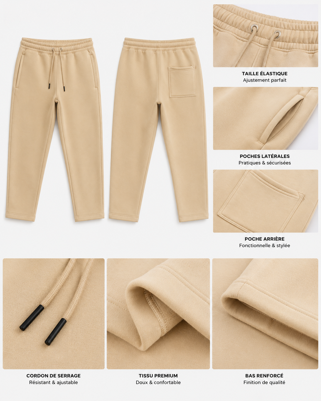 Pantalon Jogger Beige Premium – Style Minimaliste