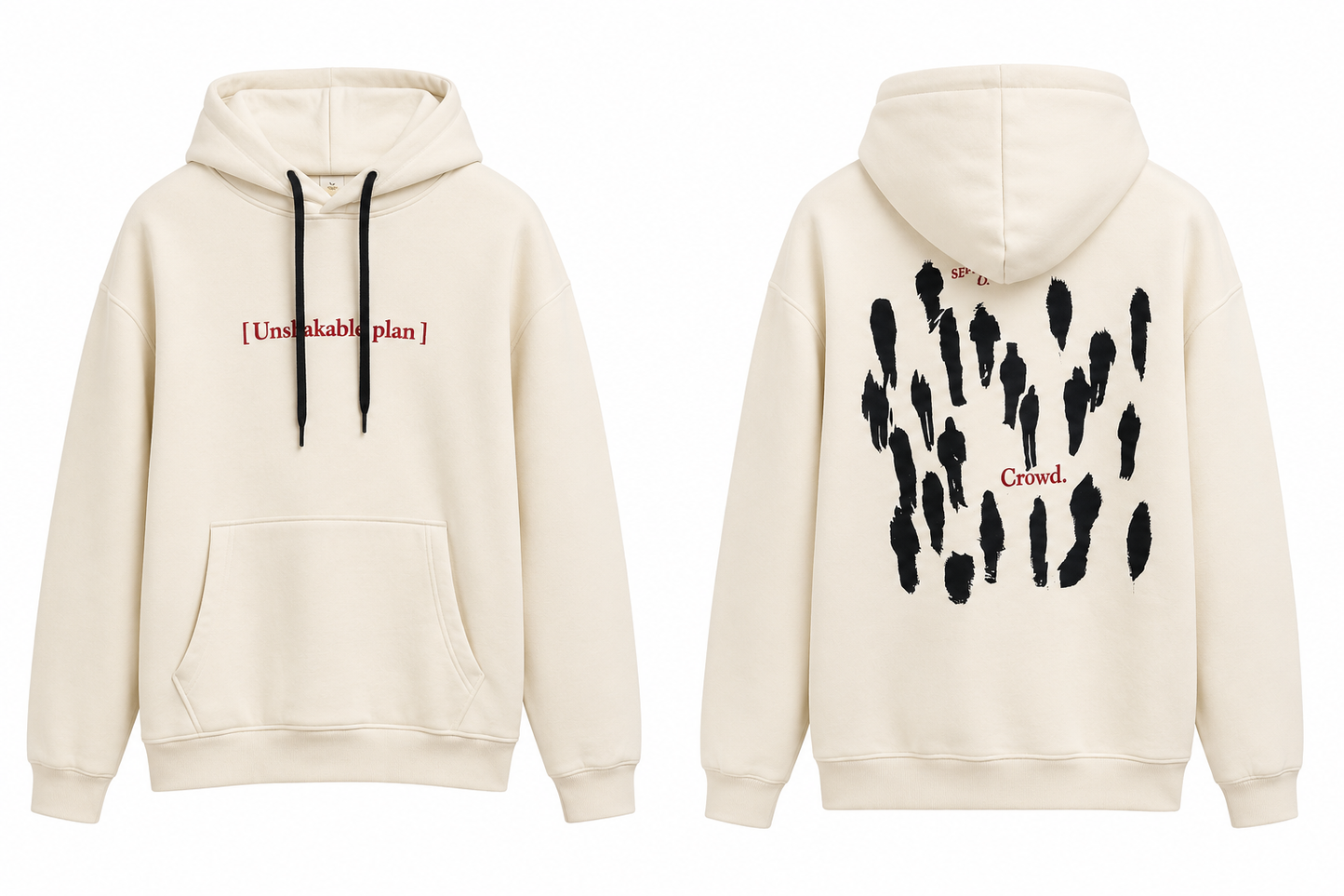 Hoodie Oversize “Unshakable Plan” – Beige Premium