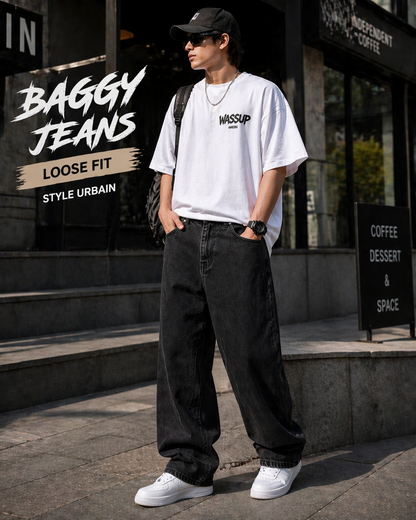 Jeans Baggy Noir – Coupe Oversize Streetwear