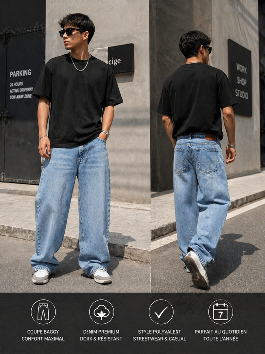 Jeans Baggy Bleu – Style Streetwear Moderne