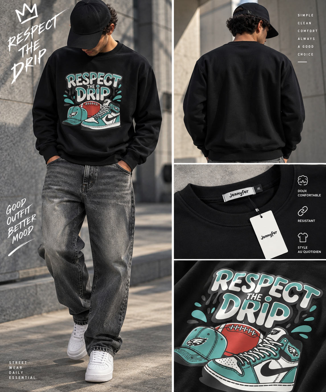 Sweatshirt Respect The Drip – Streetwear Style