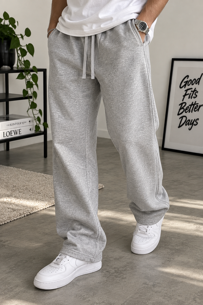Pantalon Jogging Gris Chiné Coupe Droite – Confort & Style