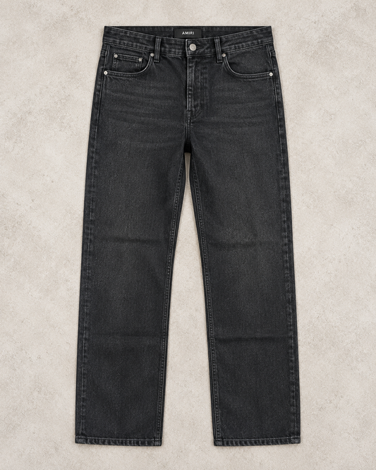 Jean Noir Délavé Coupe Droite – Style Premium