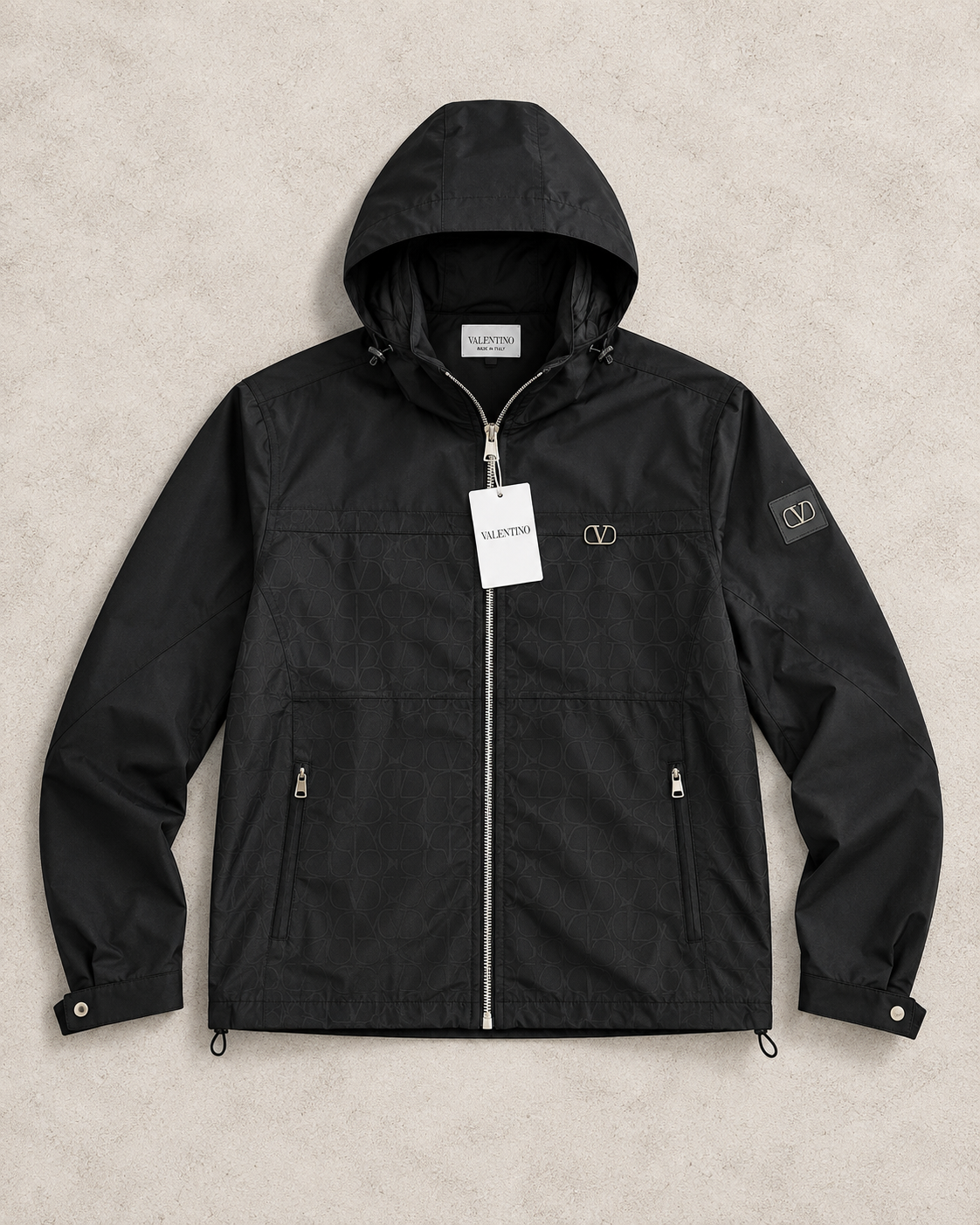Veste Coupe-Vent Noire à Capuche – Style Premium