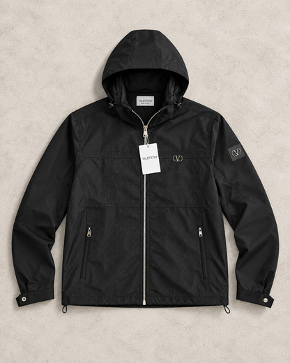 Veste Coupe-Vent Noire à Capuche – Style Premium