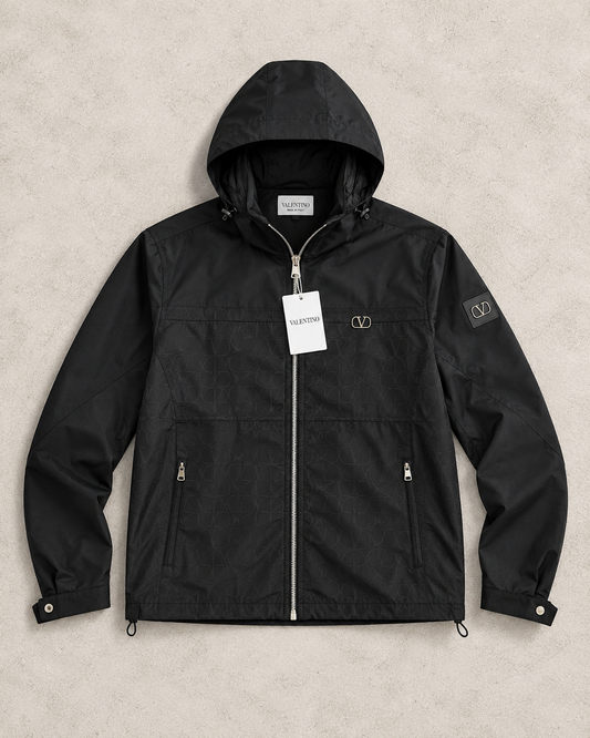Veste Coupe-Vent Noire à Capuche – Style Premium