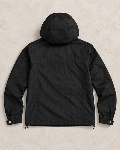 Veste Coupe-Vent Noire à Capuche – Style Premium