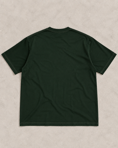 T-Shirt Vert Foncé Oversize à Logo Blanc – Style Casual Premium