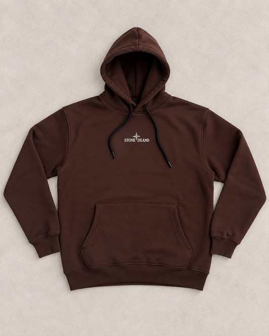 Hoodie Marron à Capuche avec Imprimé Graphique – Style Premium