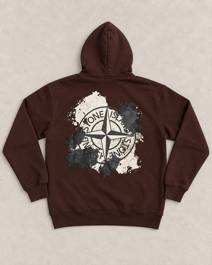 Hoodie Marron à Capuche avec Imprimé Graphique – Style Premium