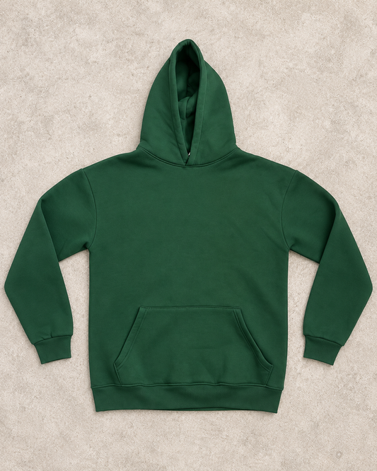 Hoodie Vert Foncé Minimaliste à Capuche – Style Premium