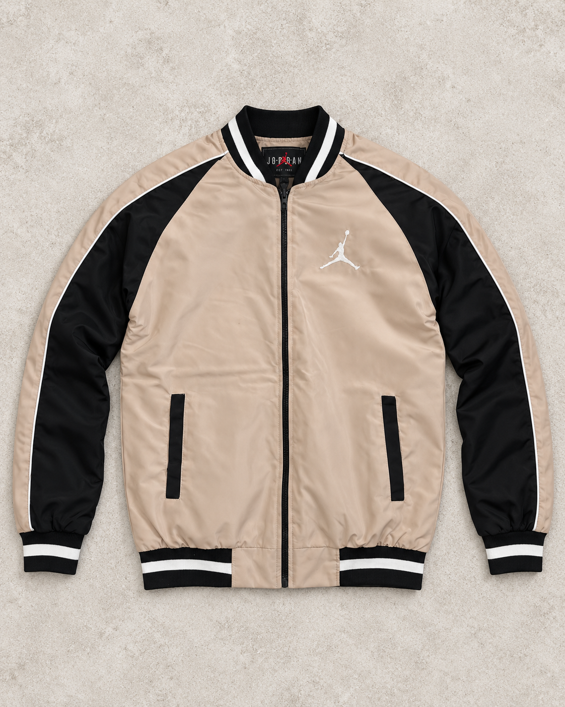 Veste Bomber Beige & Noire – Style Sport Premium