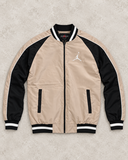 Veste Bomber Beige & Noire – Style Sport Premium