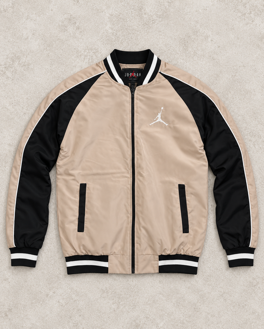 Veste Bomber Beige & Noire – Style Sport Premium