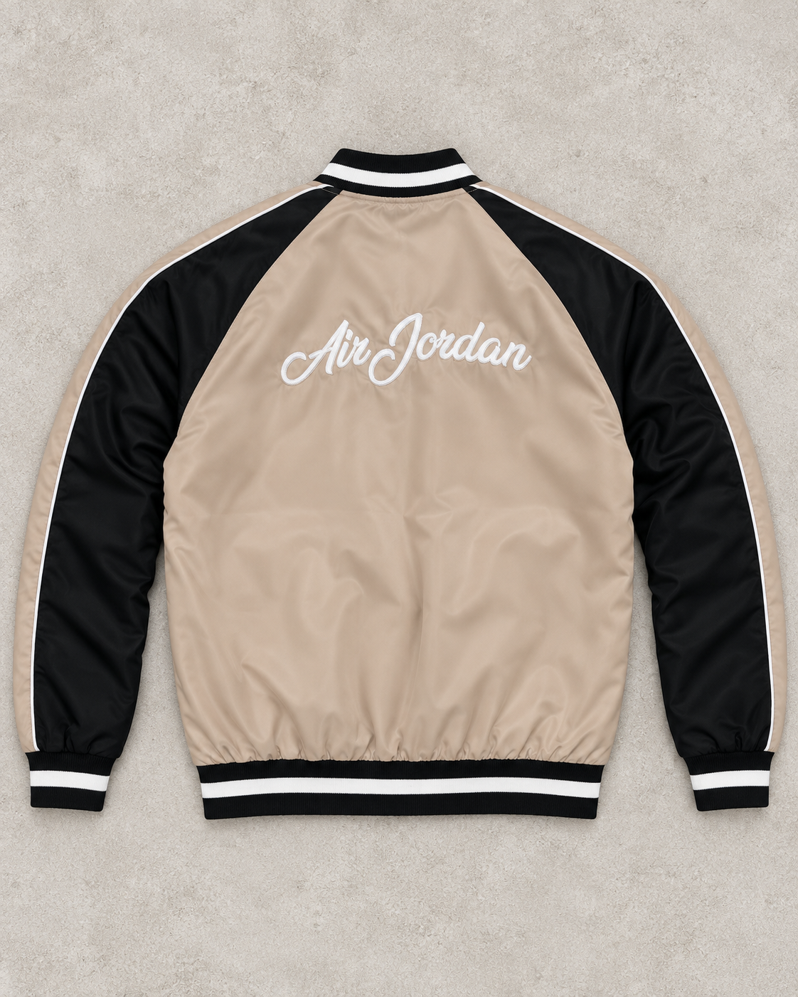 Veste Bomber Beige & Noire – Style Sport Premium