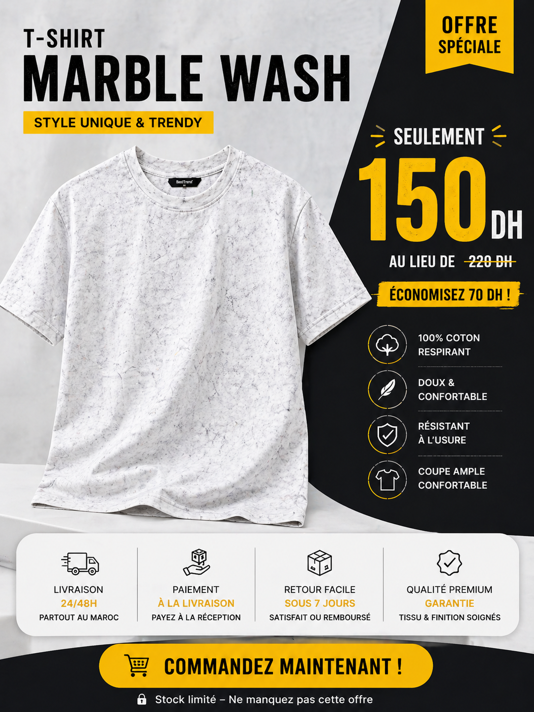 T-shirt Marble Wash – Style Moderne & Unique