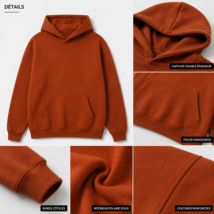 Hoodie Premium Oversize Homme – Orange Brique
