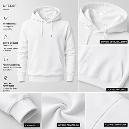 Hoodie Basic Premium Homme – Blanc