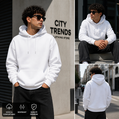 Hoodie Basic Premium Homme – Blanc
