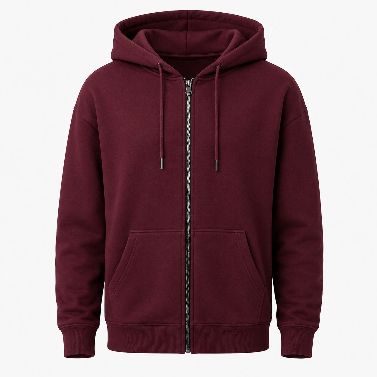 Hoodie Zip Premium Homme – Bordeaux