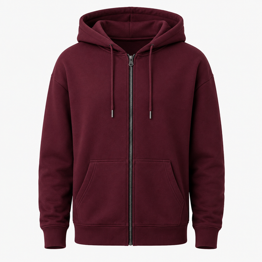 Hoodie Zip Premium Homme – Bordeaux