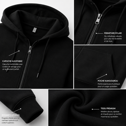 Hoodie Zip Premium Homme – Noir