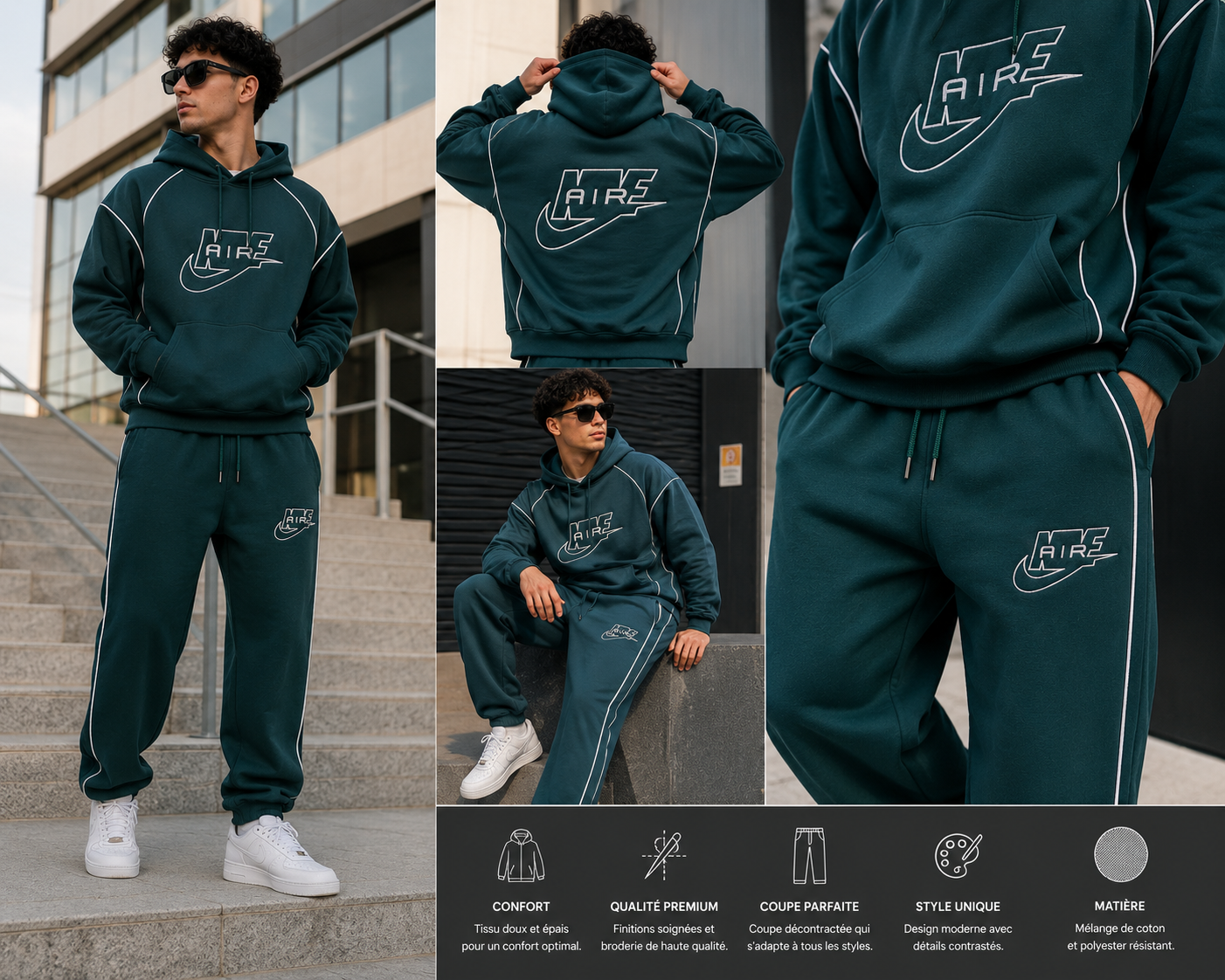 Ensemble Hoodie & Jogging AIRS – Vert Premium