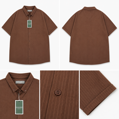 Chemise Premium Texturée Marron – Style Old Money Été