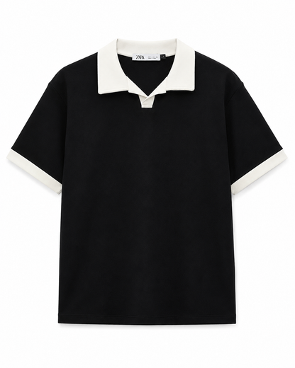 Polo Premium Noir & Blanc – Style Minimaliste Old Money