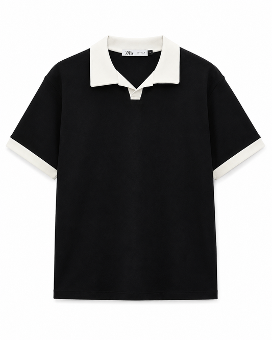Polo Premium Noir & Blanc – Style Minimaliste Old Money