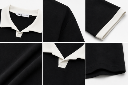 Polo Premium Noir & Blanc – Style Minimaliste Old Money