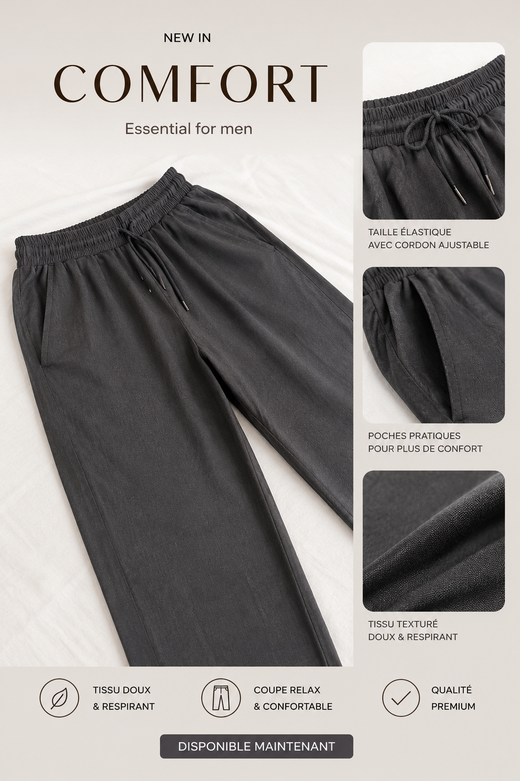 Pantalon Linen Premium Noire – Style Old Money