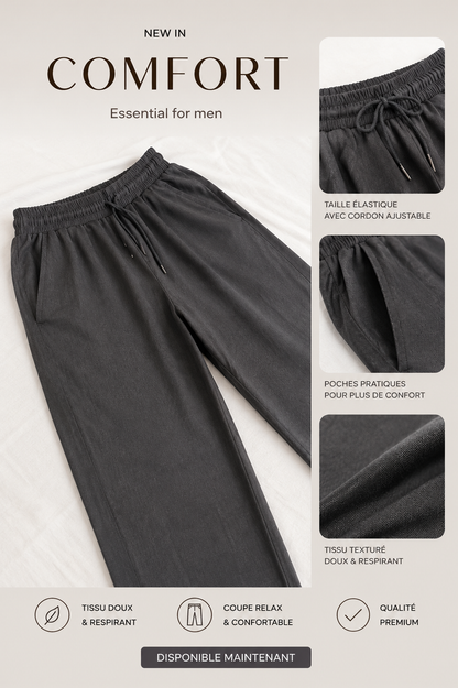 Pantalon Linen Premium Noire – Style Old Money