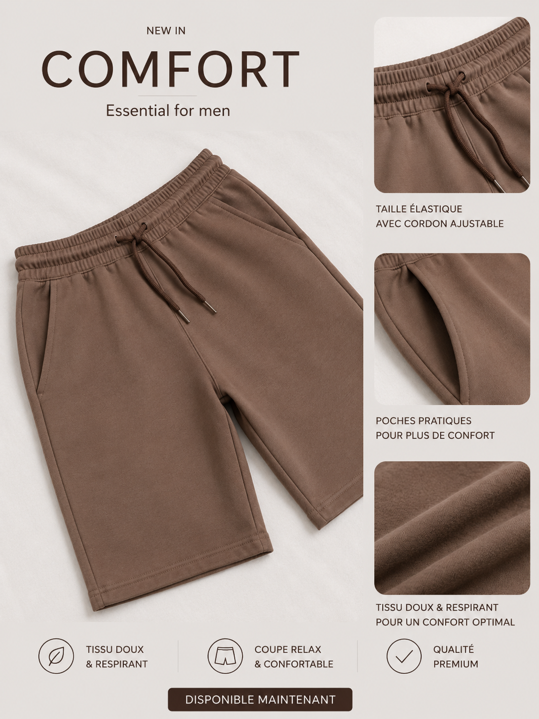 Short Premium Confort Marron